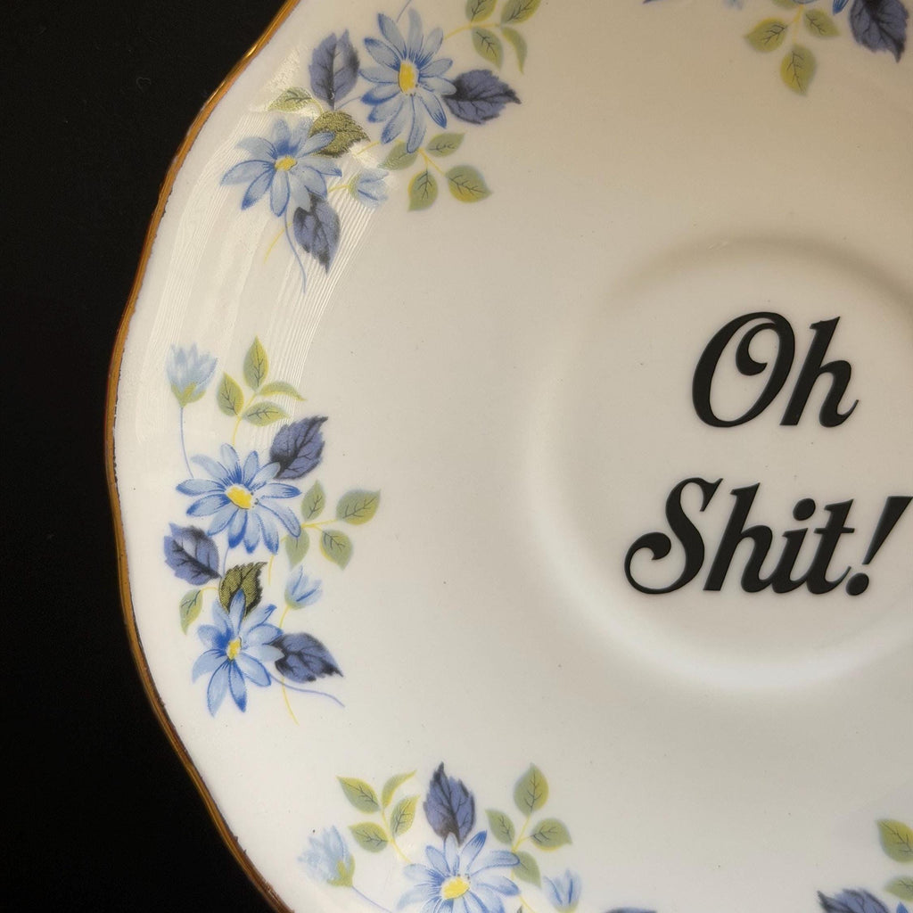Oh Shit! Upcycled Bone China Profanity Plate
