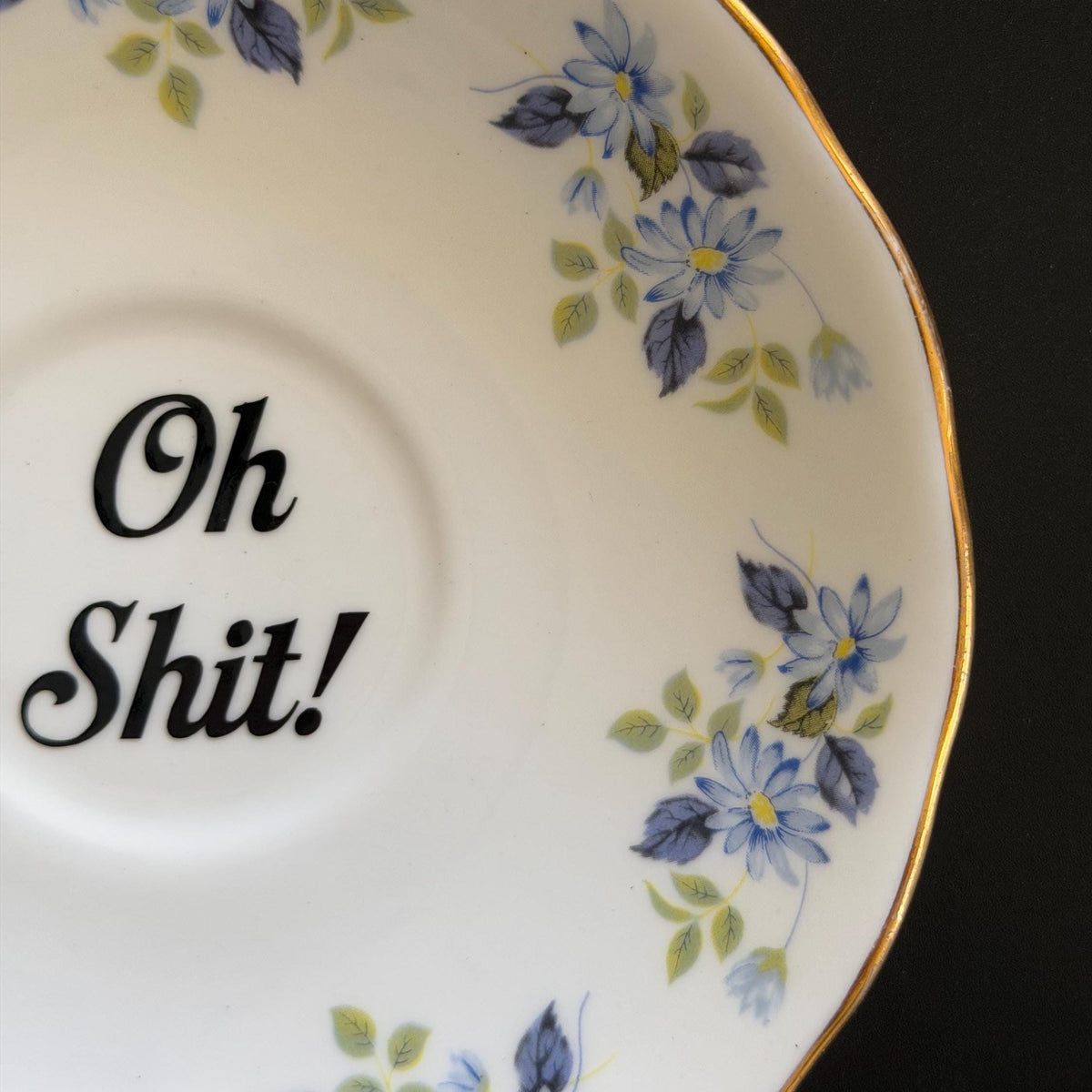 Oh Shit! Upcycled Bone China Profanity Plate
