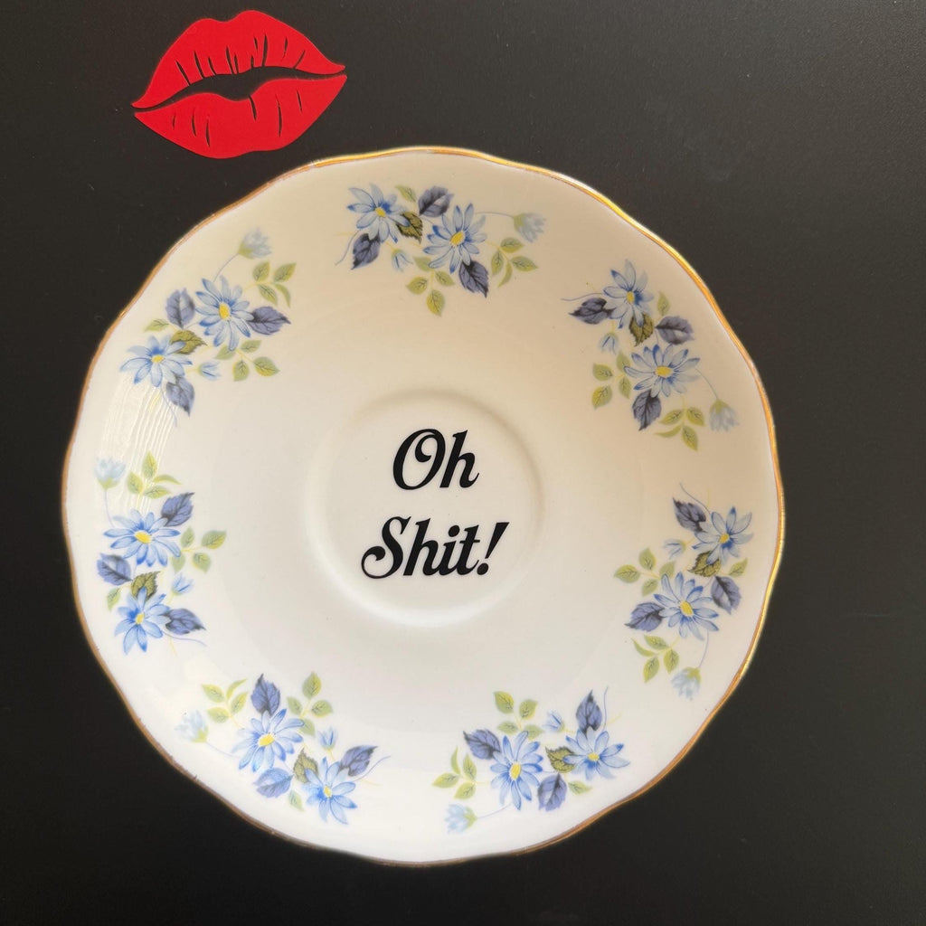 Oh Shit! Upcycled Bone China Profanity Plate