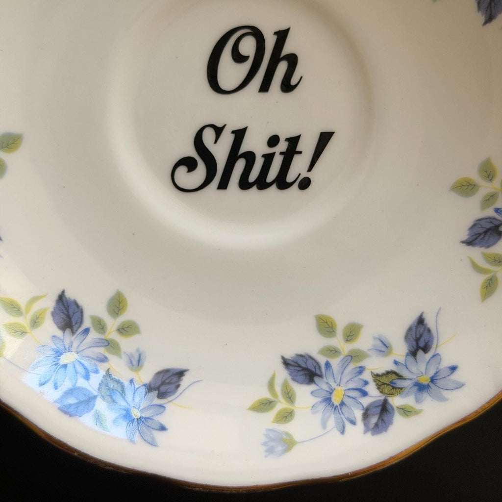 Oh Shit! Upcycled Bone China Profanity Plate