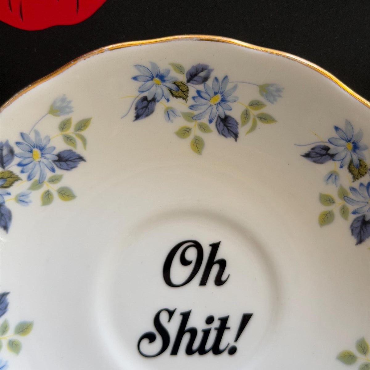 Oh Shit! Upcycled Bone China Profanity Plate