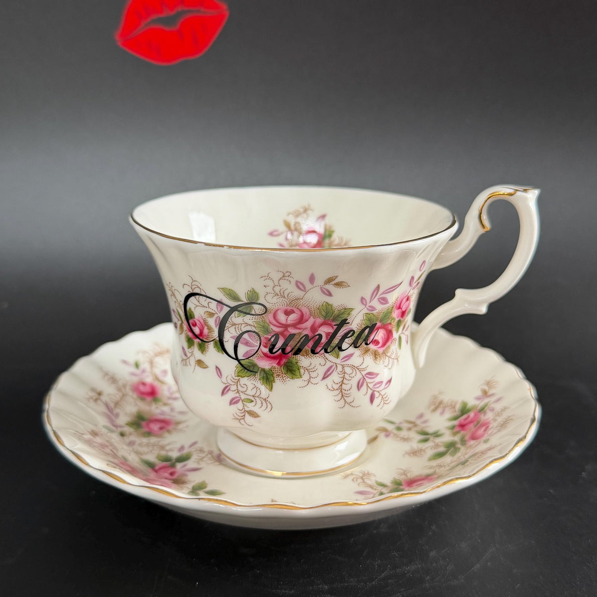 Cuntea Cup & Saucer, Upcycled Royal Albert Vintage Bone China, Novelty Home Decor