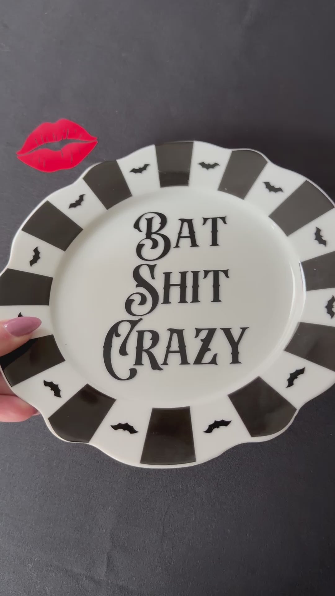 Bat Shit Crazy Plate, Funny Sweary Decor, Alternative Gothic Plate, Dark Humour Gift, Modern Statement Decor