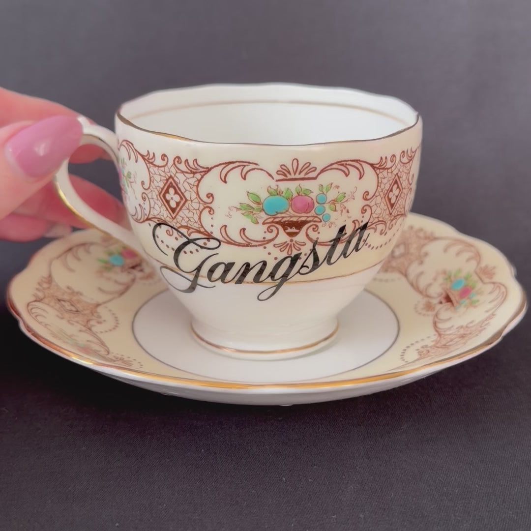 Gangsta Vintage China Statement Cup & Saucer, Home Decor