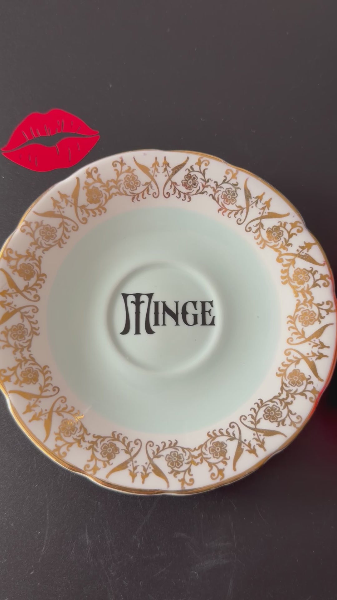 Minge Vintage Bone China Saucer, Funny Sweary Upcycled China Plate