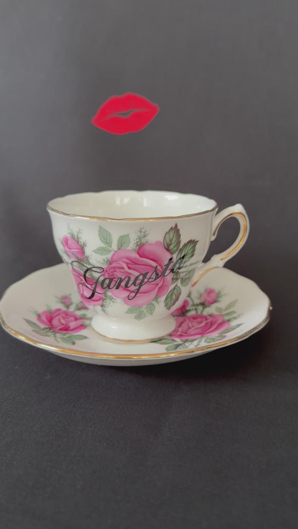 Gangsta Vintage Bone China Statement Cup & Saucer, Home Decor