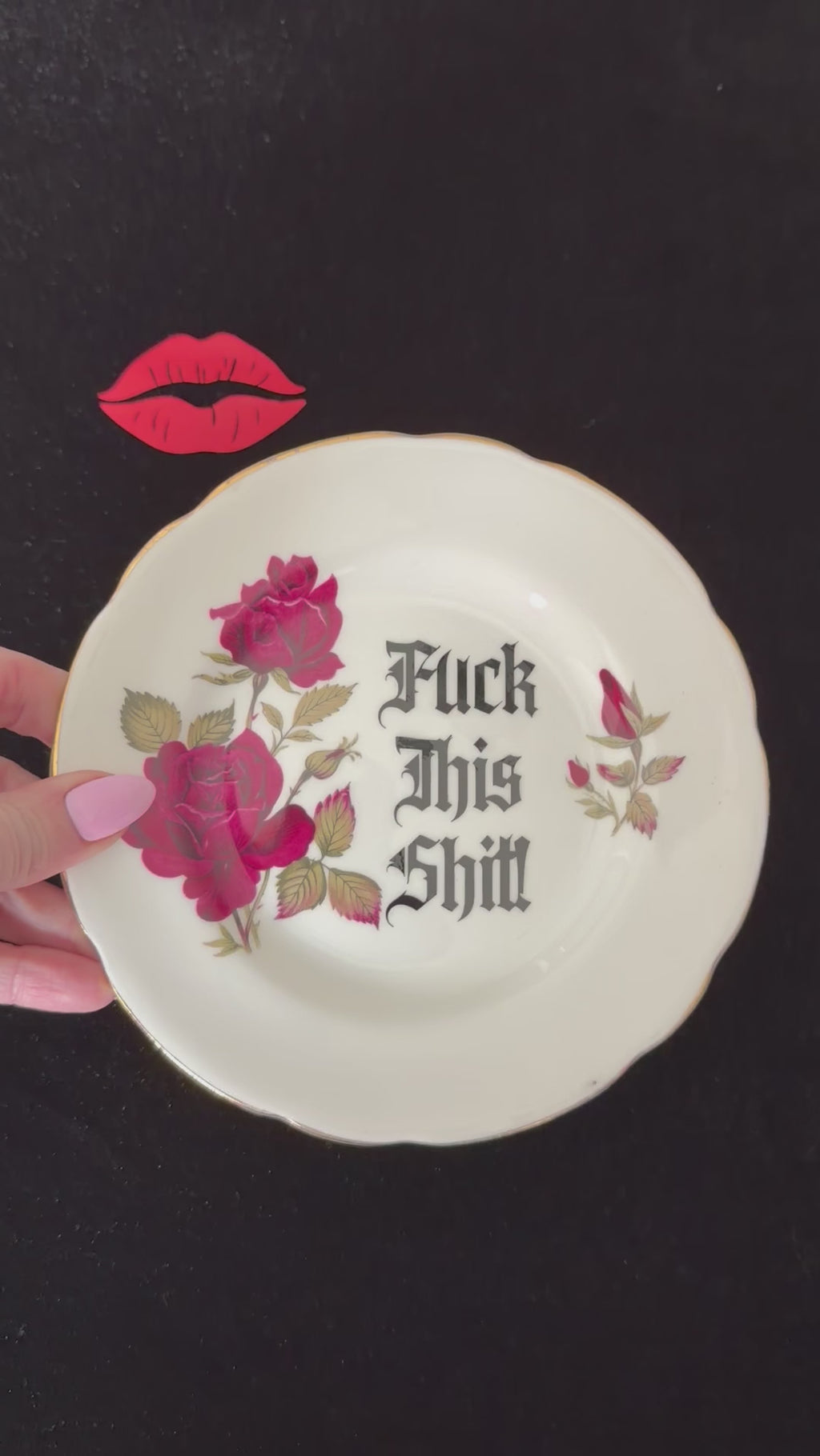 Fuck This Shit, Hand Decorated Vintage Bone China Plate, Decorative Gift, Home Decor