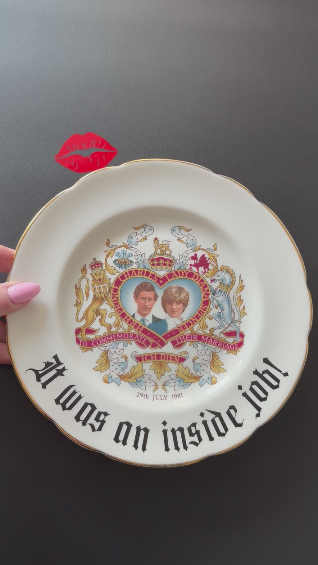 It Was an Inside Job Plate, Dark Humour Decor, Charles & Diana Commemorative Plate, Alternative Gothic Wall Decor, Sassy Statement Plate