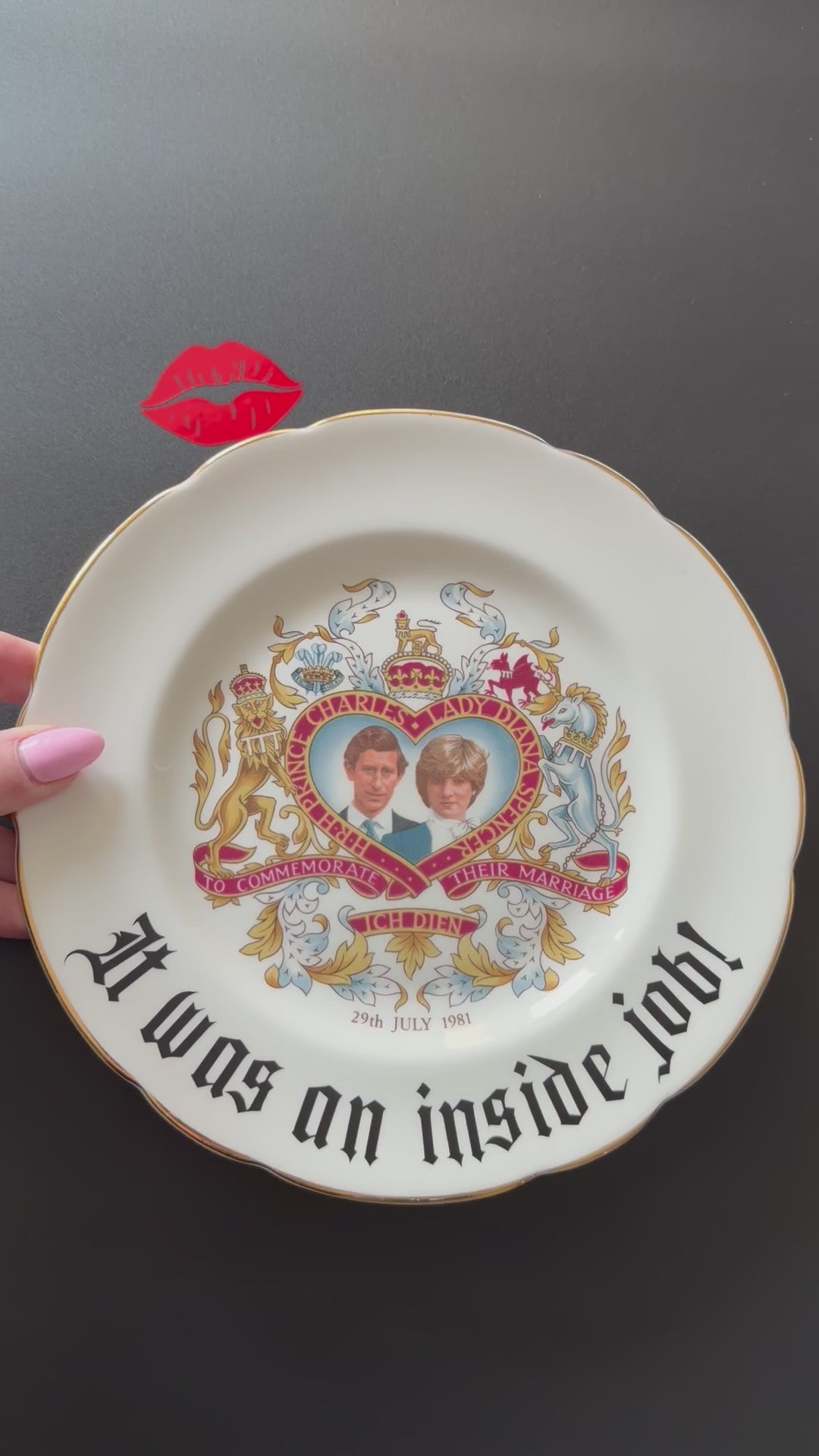 It Was an Inside Job Plate, Dark Humour Decor, Charles & Diana Commemorative Plate, Alternative Gothic Wall Decor, Sassy Statement Plate