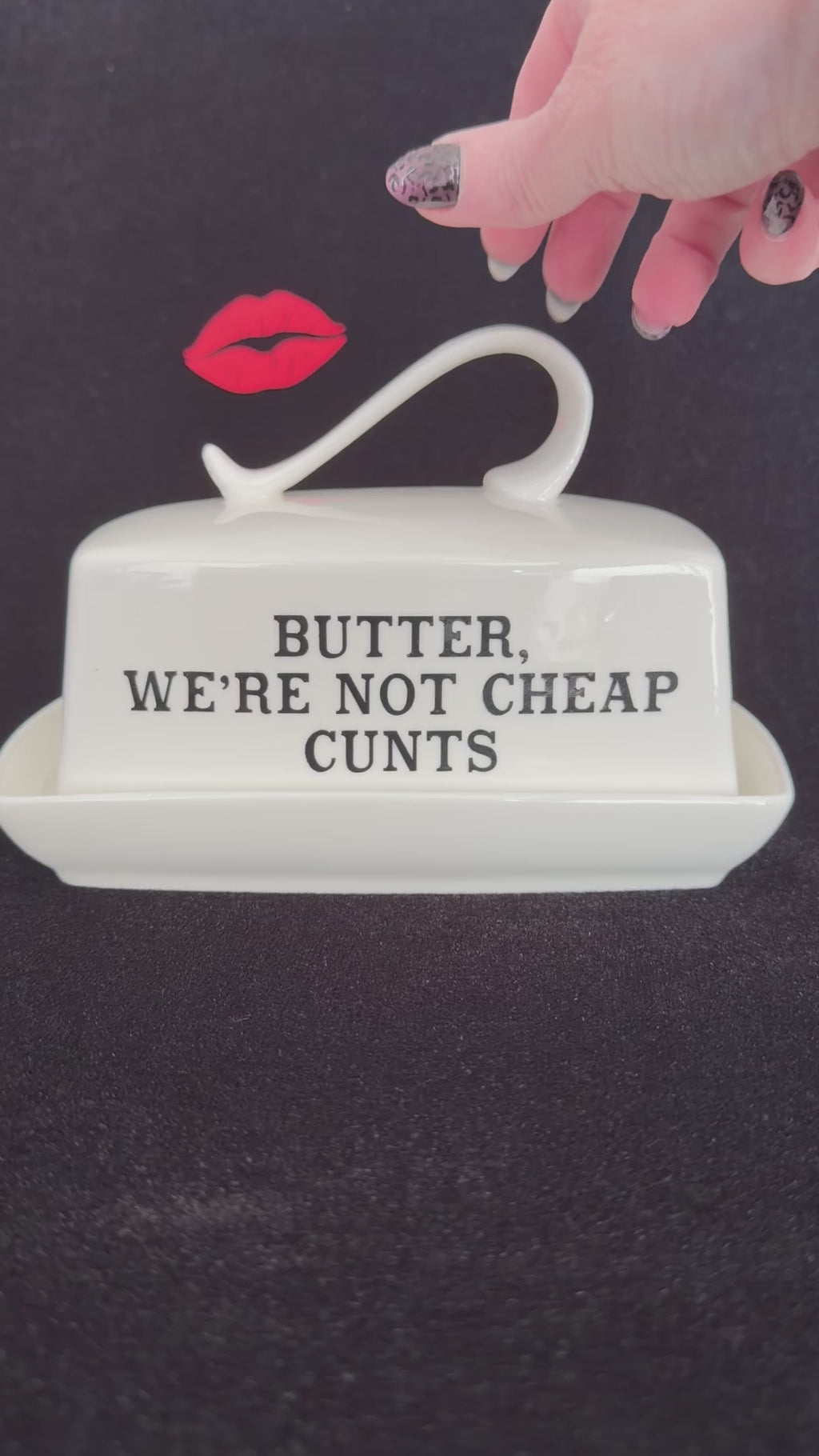 Rude Butter Dish, Butter, We're Not Cheap Cunts, White China Dish,  Kitchen Decor