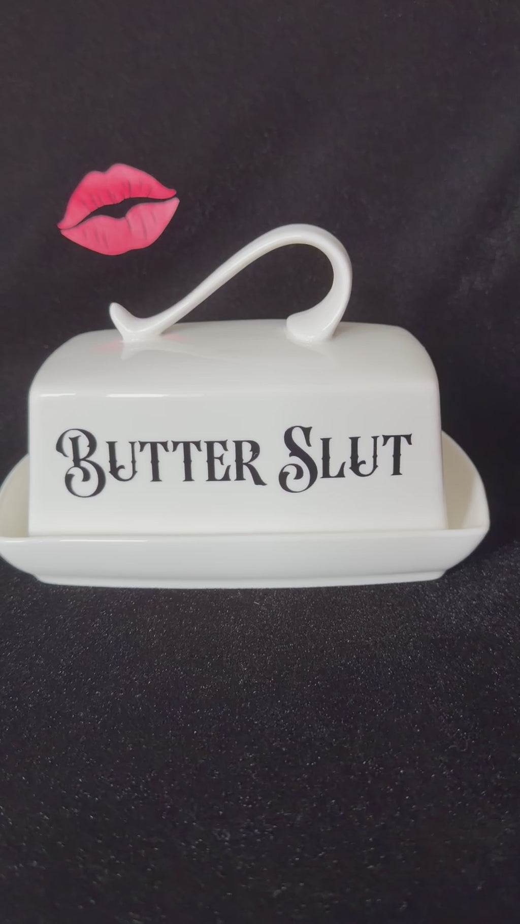 Funny Butter Dish, Butter Slut, White China Dish,  Kitchen Decor