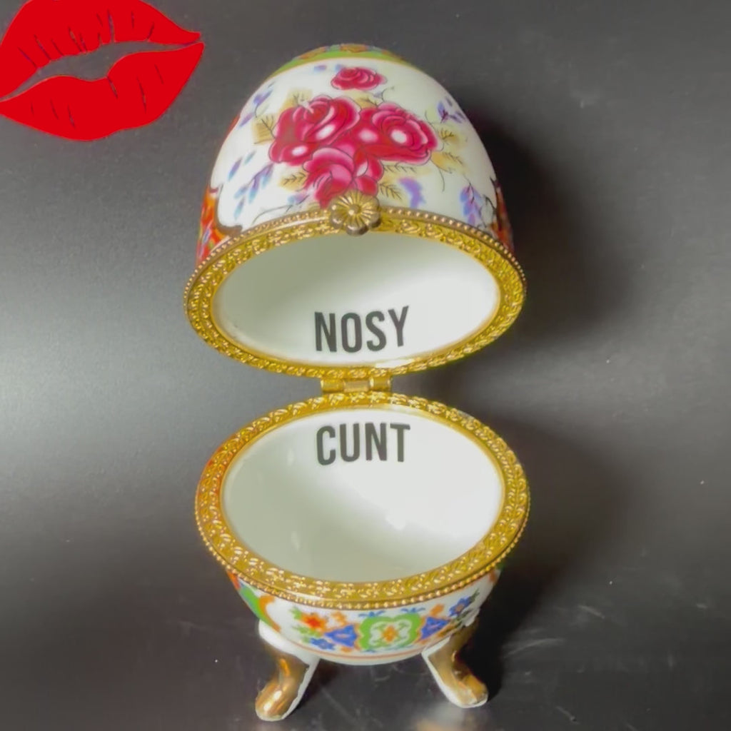 Nosy Cunt Vintage Porcelain Egg Trinket Box
