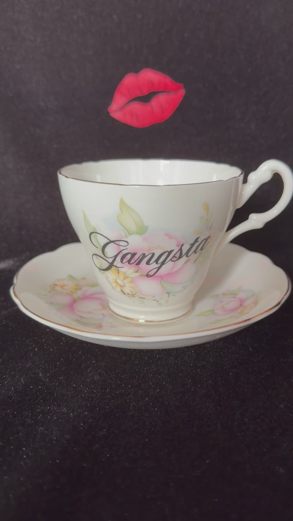 Gangsta Vintage Bone China Statement Cup & Saucer, Home Decor