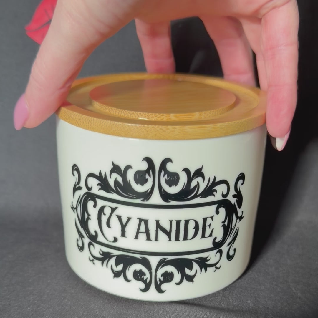 Funny Statement Storage Canister Cyanide, Decorative Kitchen Storage Jar, Bold Home Decor, Sassy Swears