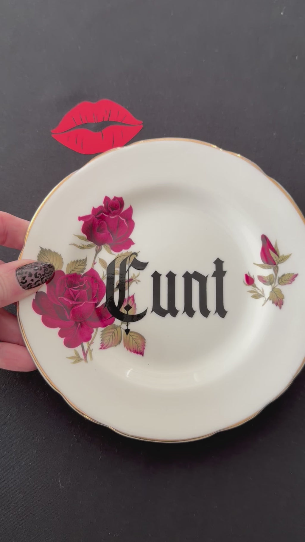 Cunt, Hand Decorated Vintage Bone China Plate, Decorative Gift, Home Decor
