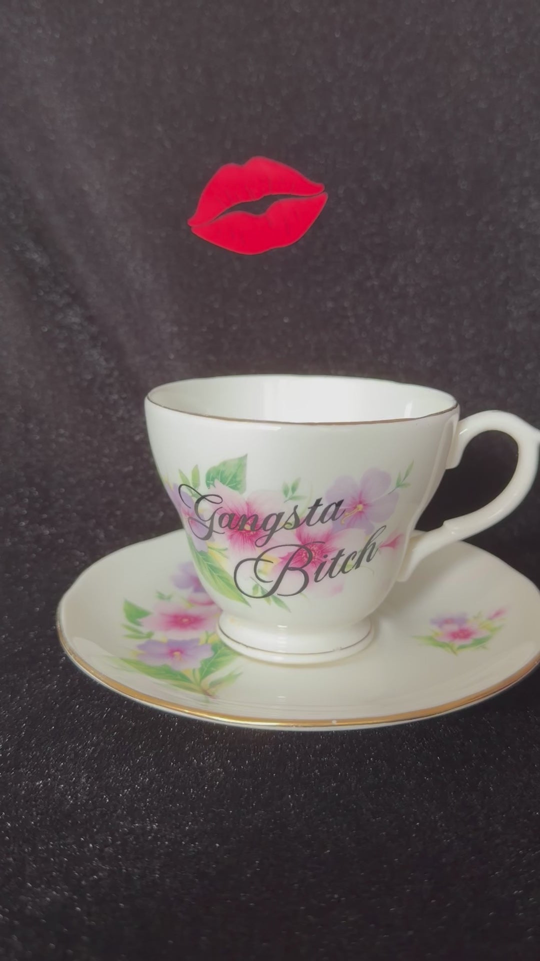 Gangsta Bitch Vintage Bone China Statement Cup & Saucer, Home Decor