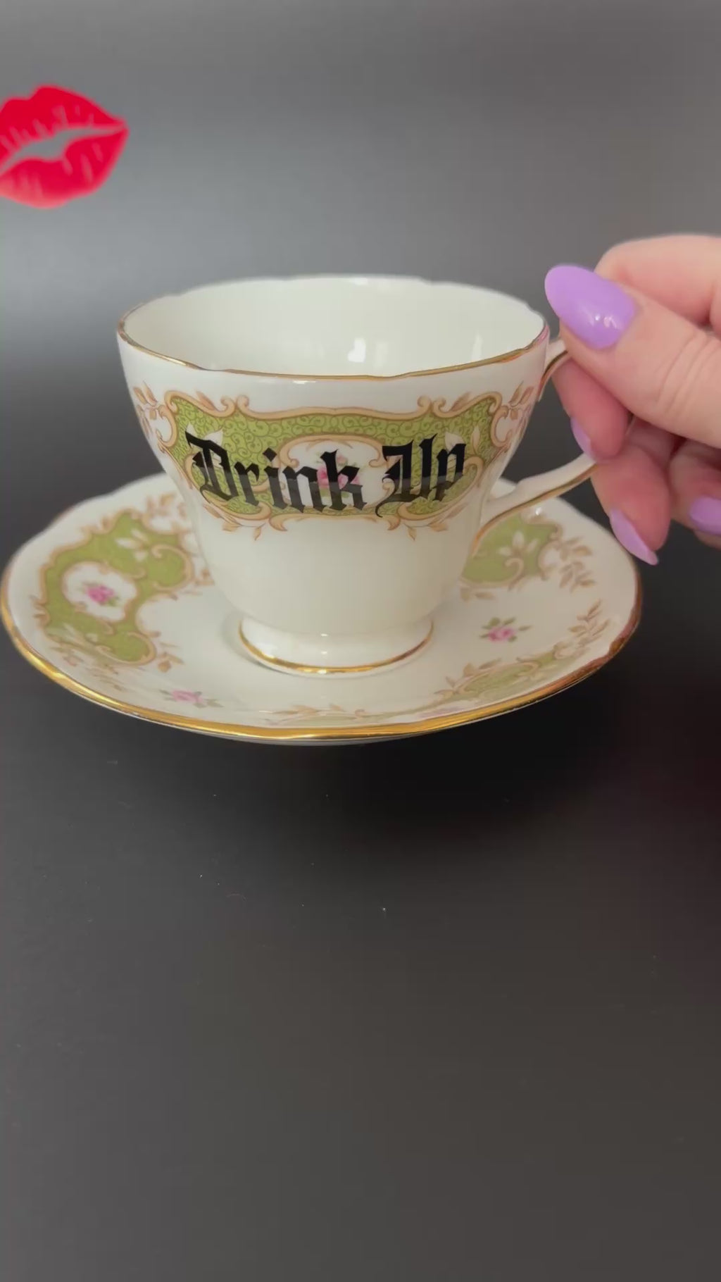 Drink up, You've Been Poisoned, Funny Vintage Bone China Cup & Saucer, Hand Decorated Sweary Tea Cup, Dark Humour Home Decor
