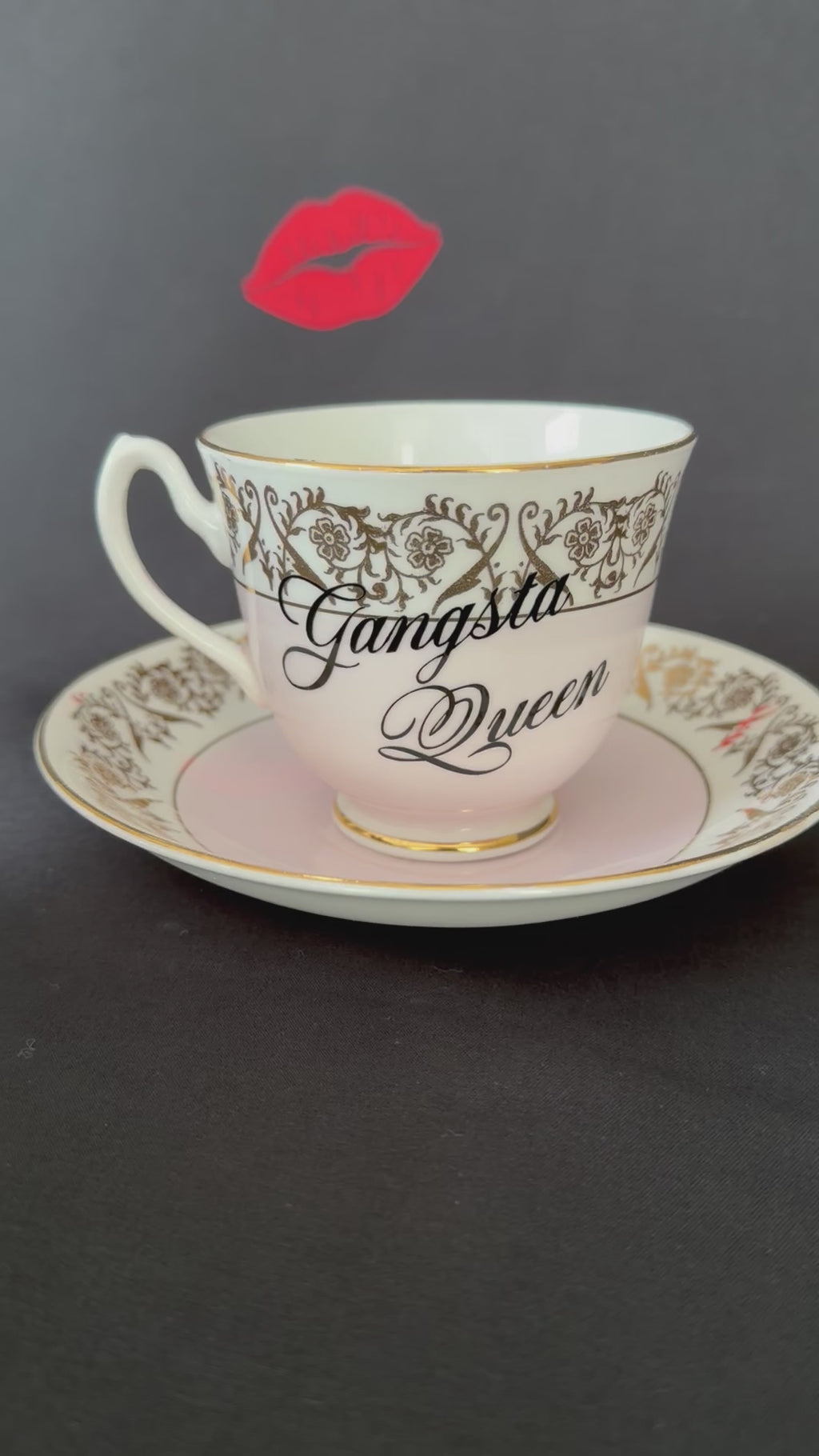 Gangsta Queen Vintage Bone China Statement Cup & Saucer, Home Decor