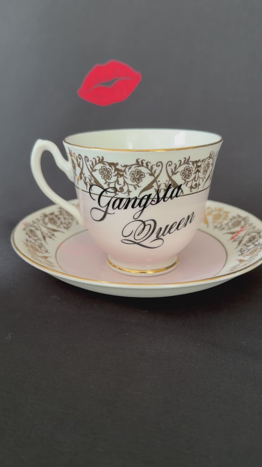 Gangsta Queen Vintage Bone China Statement Cup & Saucer, Home Decor
