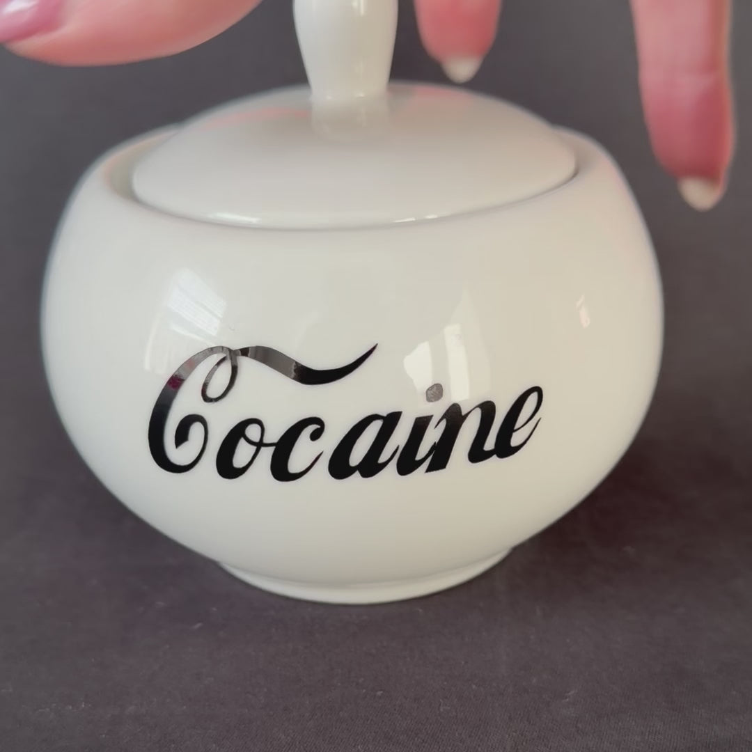 Cocaine, Funny Sugar Bowl – Round, Cheeky Kitchen Storage Jar, Sweary Kitchen Decor