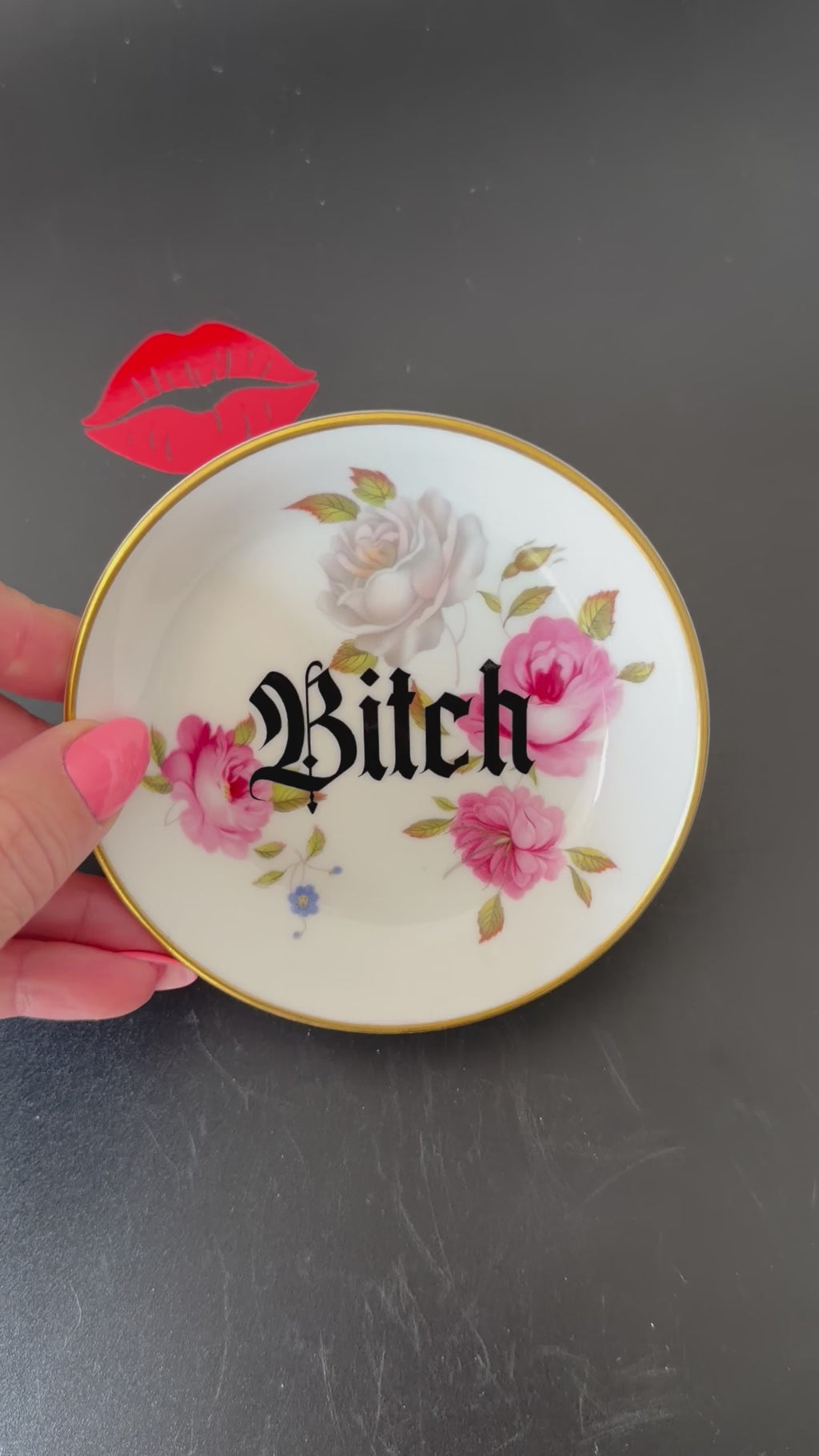 Bitch Mini Trinket Dish, Royal Worcester Bone China, Funny Ring Dish