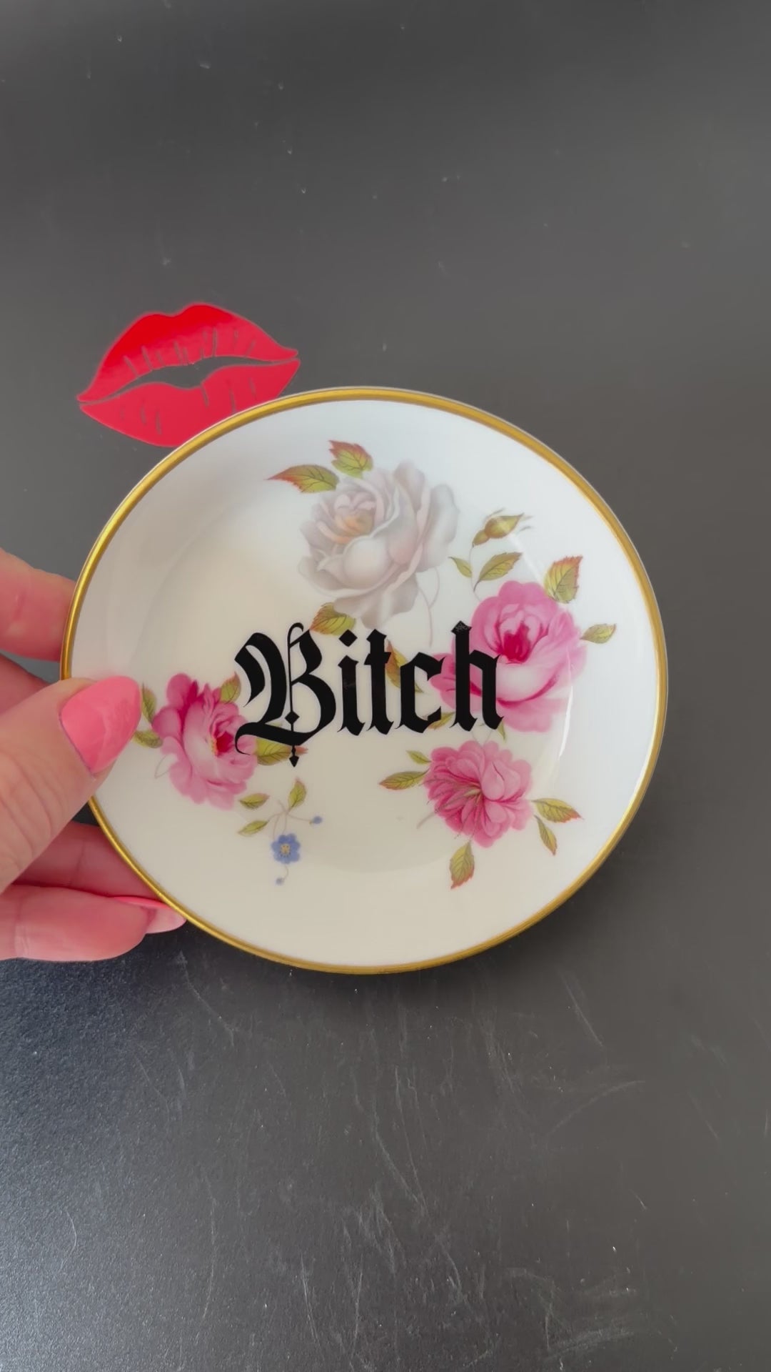 Bitch Mini Trinket Dish, Royal Worcester Bone China, Funny Ring Dish