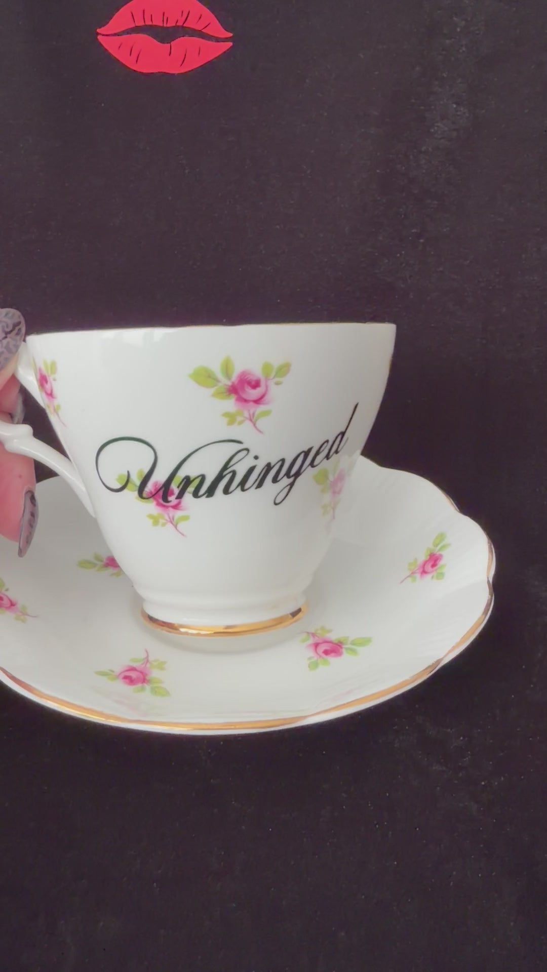 Unhinged, Vintage Bone China Statement Cup & Saucer, Home Decor