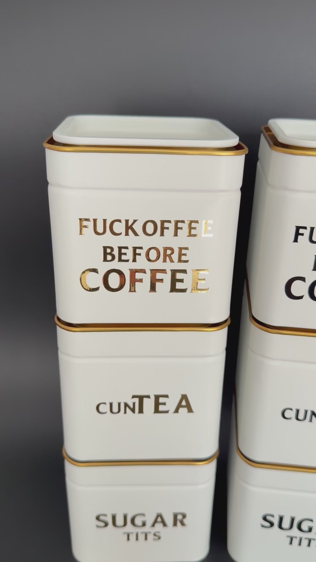 Funny Kitchen Storage Tin Set, Fuckoffee Before Coffee, Cuntea, Sugar Tits, Sweary Tea Coffee Sugar Canisters