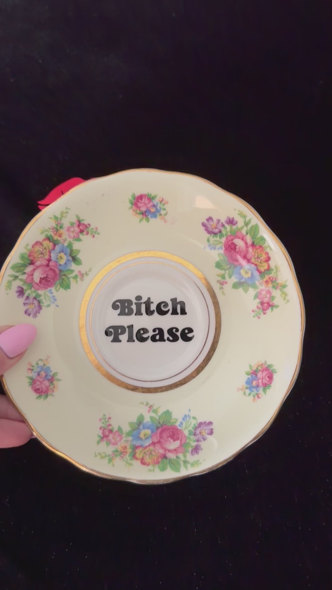 "Bitch Please" Vintage Bone China Decorative Plate | Sweary Gift | Sassy Swears