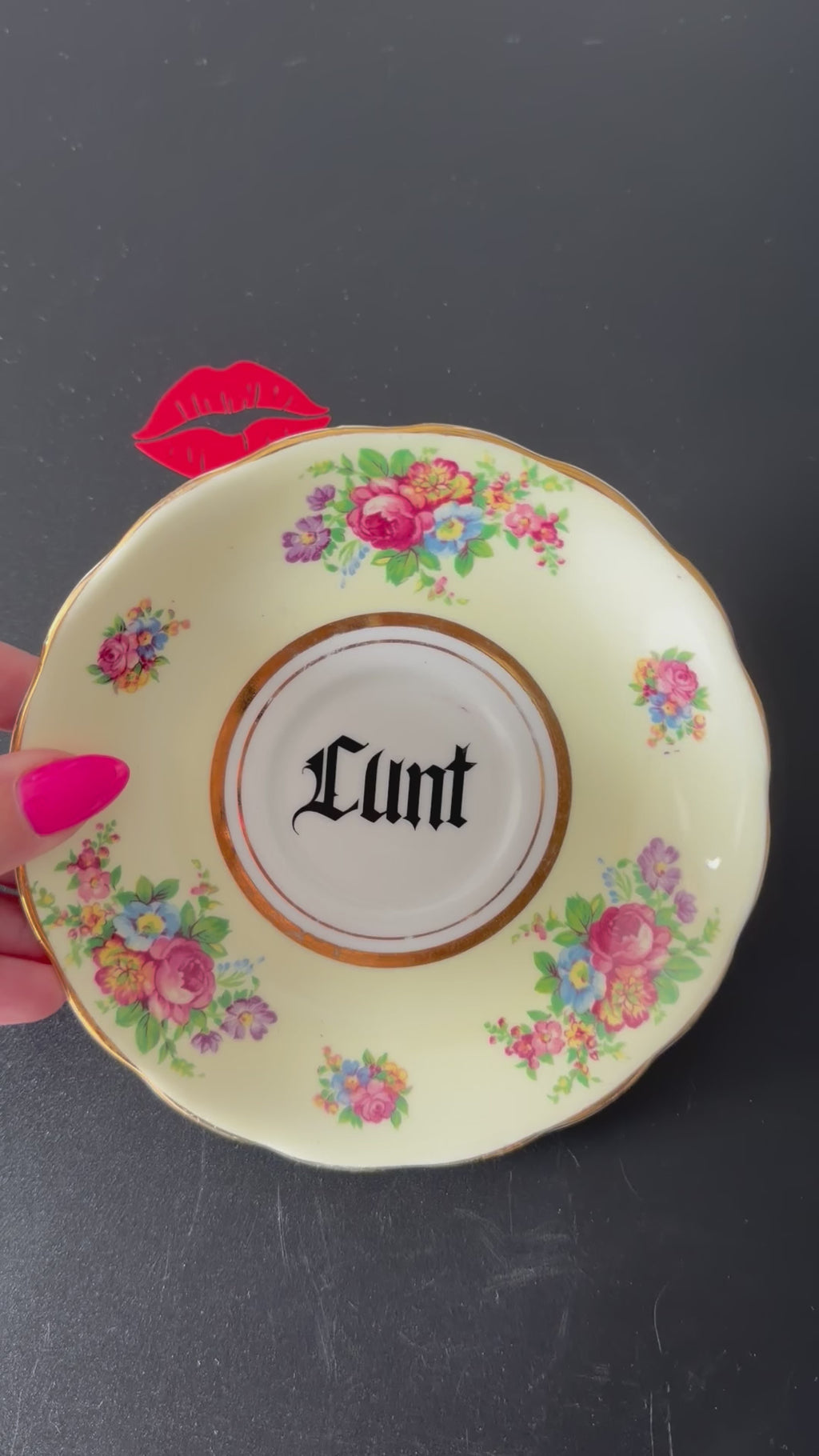 Cunt Vintage Bone China Gothic Saucer Plate