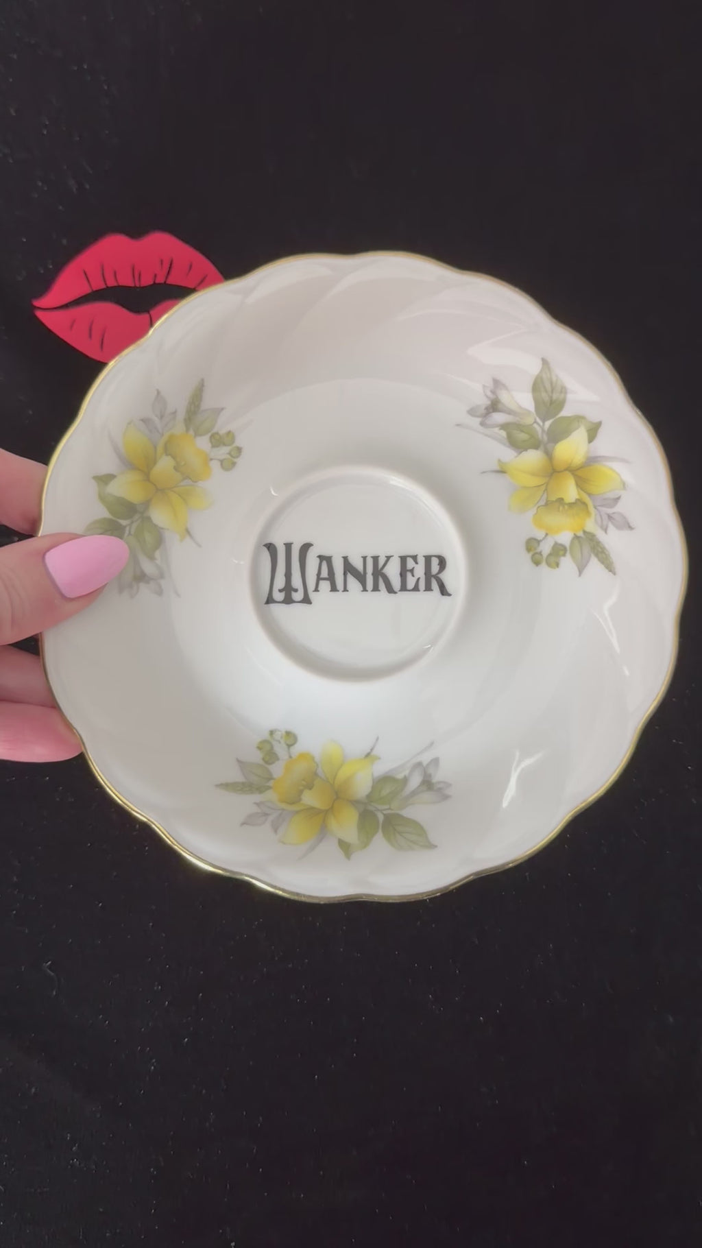 "Wanker" Vintage Porcelain Decorative Plate | Sweary Gift | Sassy Swears