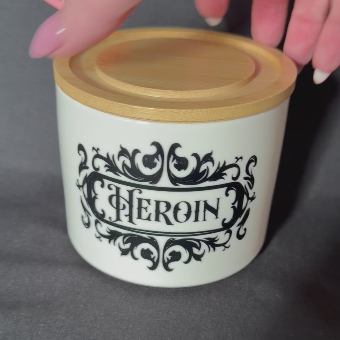 Funny Statement Storage Canister Heroin, Decorative Kitchen Storage Jar, Bold Home Decor, Sassy Swears