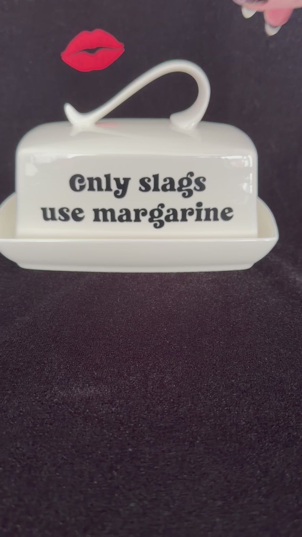 Rude Butter Dish, Only Slags Use Margarine, White China Dish,  Kitchen Decor