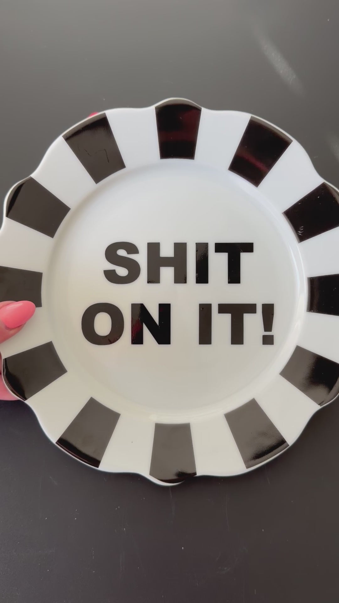 Shit On It Plate, Funny Sweary Decor, Modern Black and White Statement Decor
