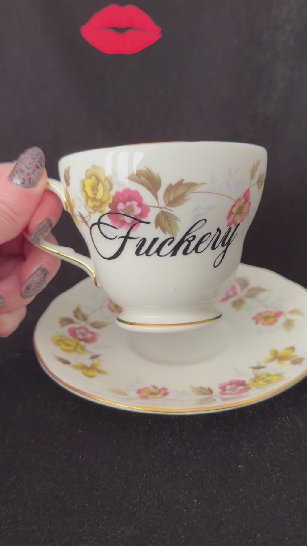 Fuckery, Vintage Bone China Statement Cup & Saucer, Home Decor