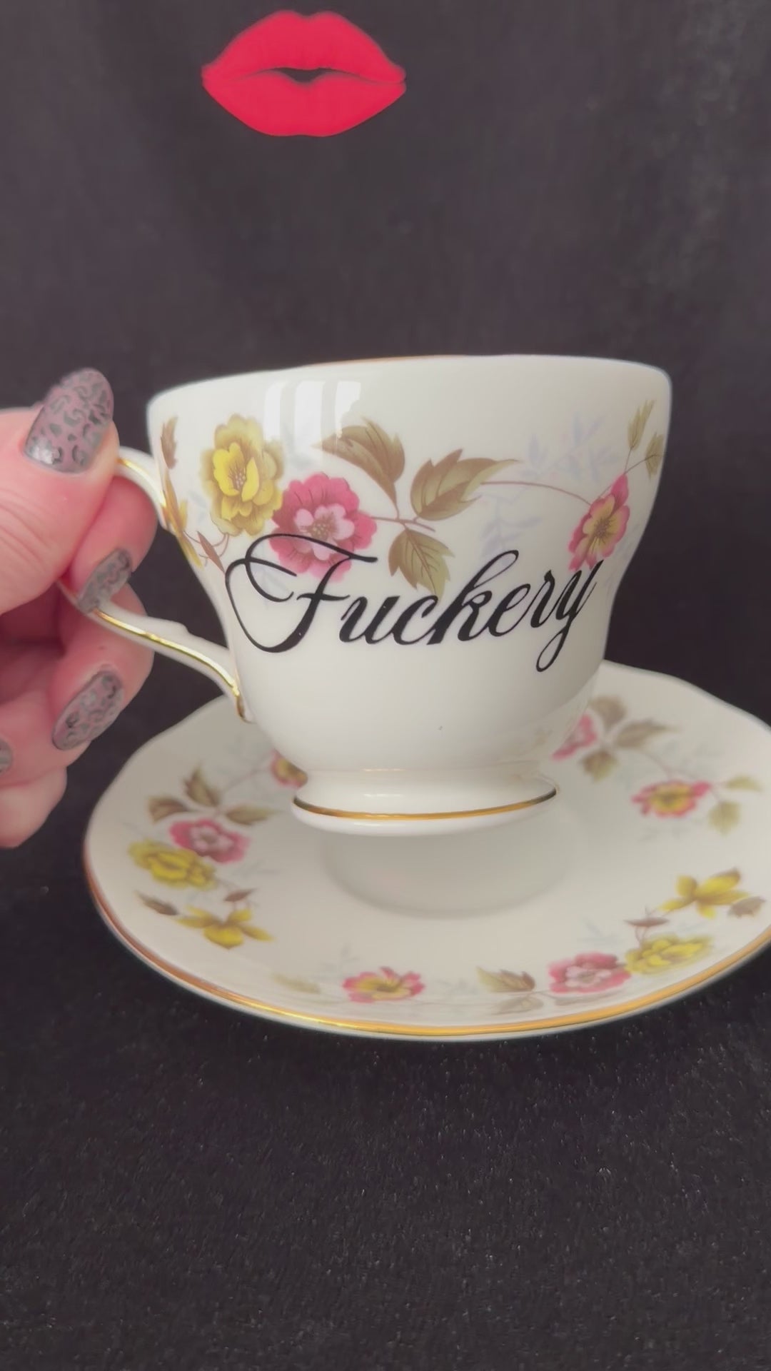 Fuckery, Vintage Bone China Statement Cup & Saucer, Home Decor