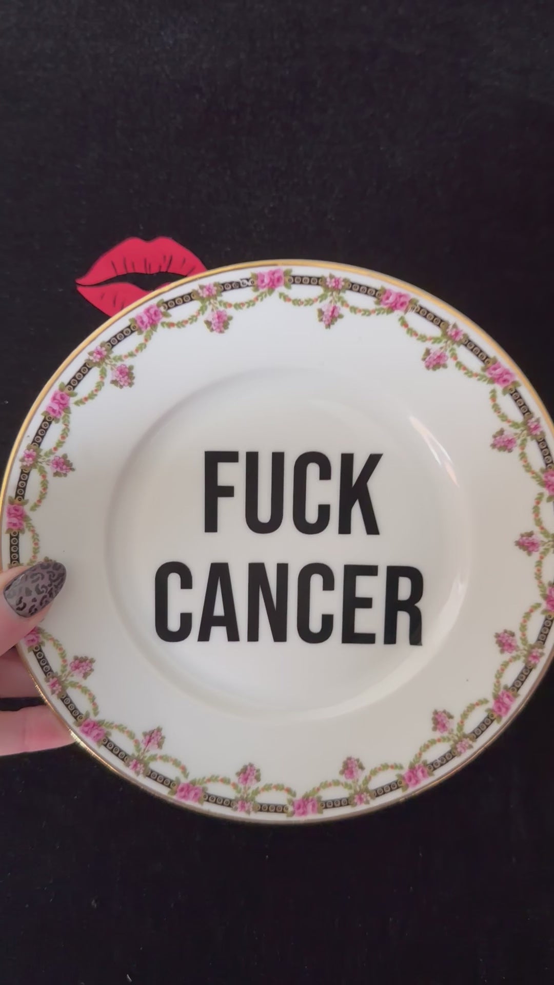 Fuck Cancer – Bold Statement Plate with Vintage Charm